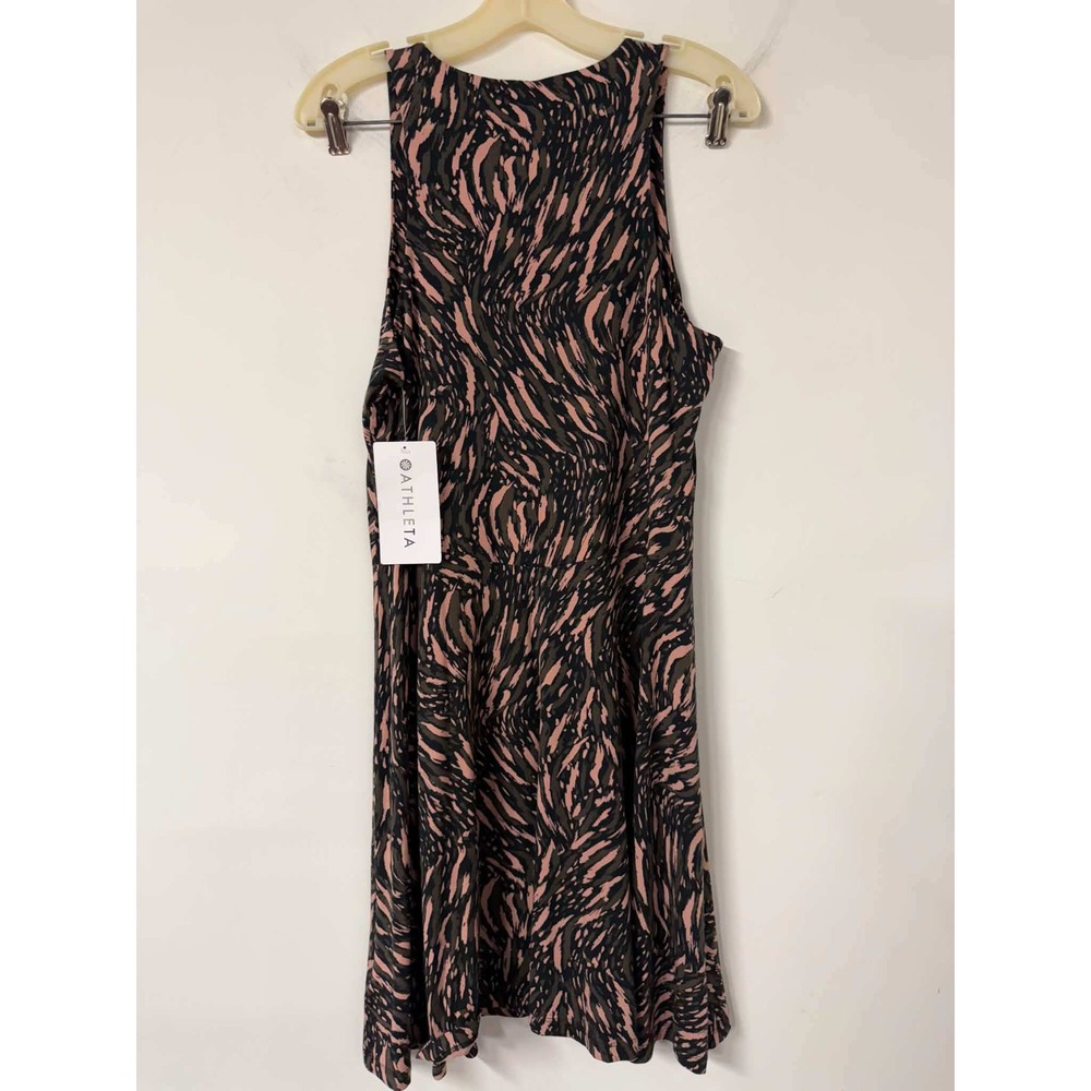 Athleta Womens M Pink Green Santorini Thera Print Dress Sleeveless Empire Waist